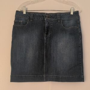 Denver Hayes Mia Denim Skort Mid Rise Curve Tech Dark Wash Distressed Size 10